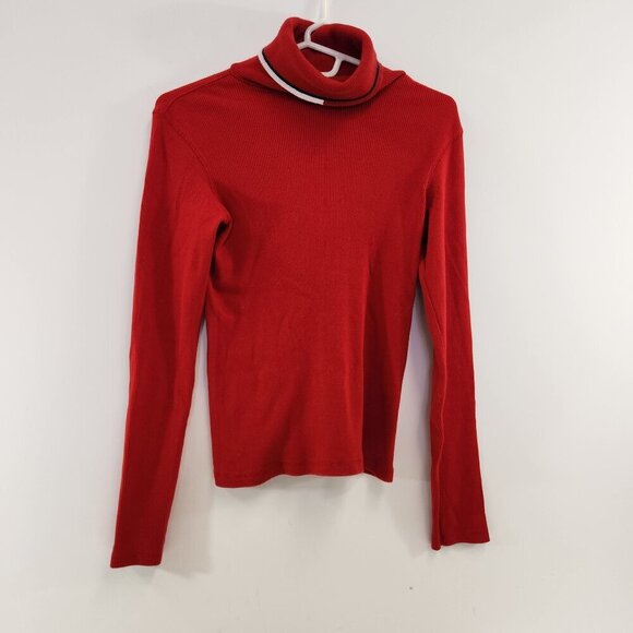 Tommy Hilfiger Jeans Red Turtleneck Y2K Womens Medium - Picture 1 of 10